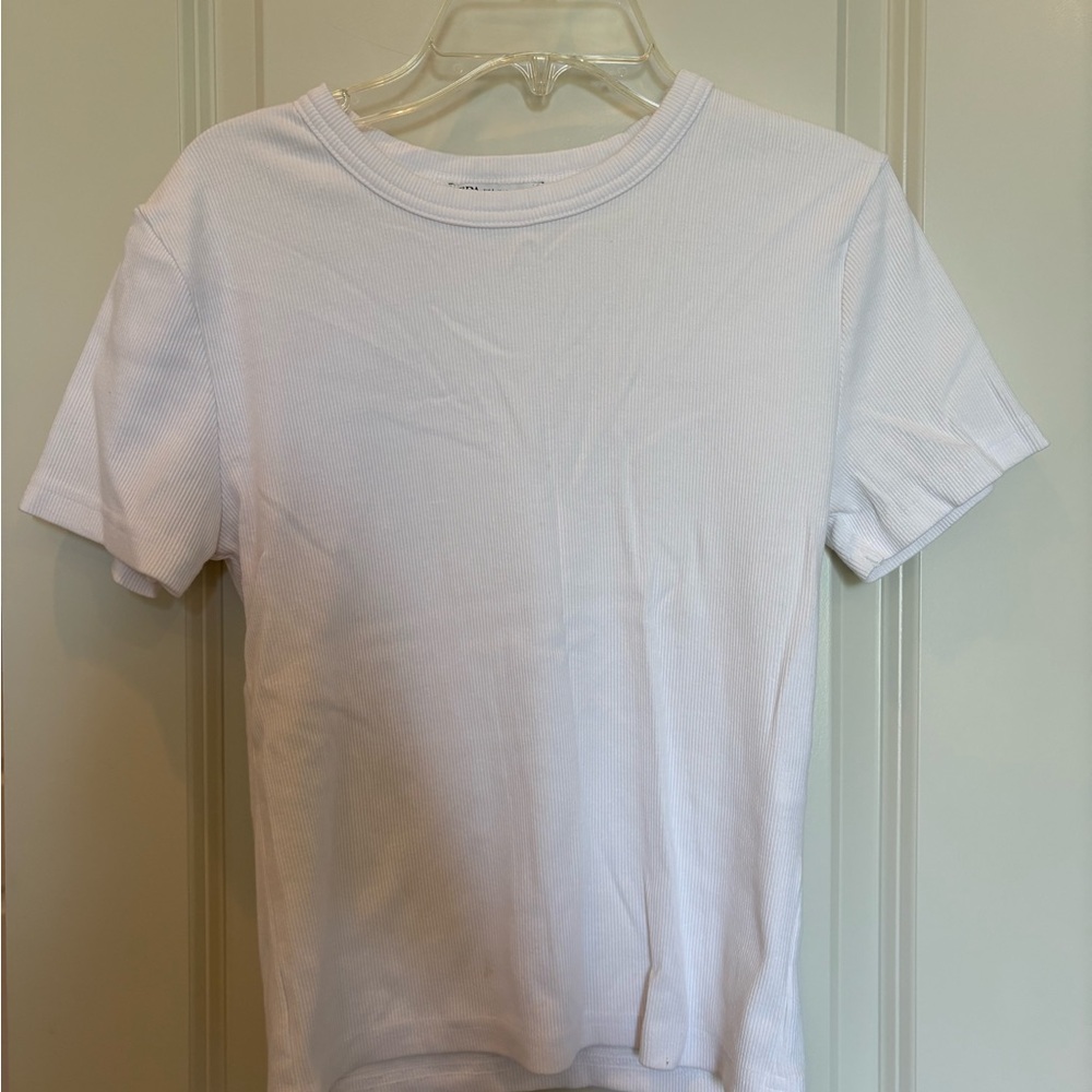 White Ribbed T-Shirt
